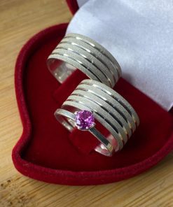 Alianças Grossas de Namoro 10mm em Prata 950 | Modelo Diamantado com 5 Frisos | Semi Anatômico