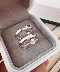 Alianças de Namoro Finas 4mm em Prata 950 | Modelo Manu | Chanfrado Semi Anatômico