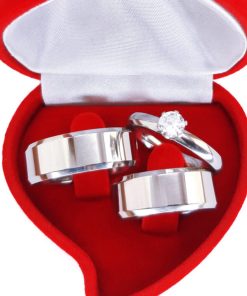 Alianças de Compromisso Prata Em Aço Cirúrgico 8mm Chanfrado