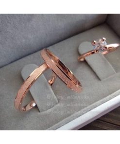 Par De Alianças Aço Cirúrgico Banhado A Ouro Rose - 4mm - Diamantado