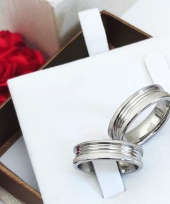 Par De Alianças Em Aço Cirúrgico 6mm Fosco Cor Prata