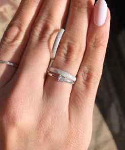 Alianças Finas de Namoro 3mm em Prata 950 | Modelo Redondo | Diamantado Tradicional | Semi Anatômico