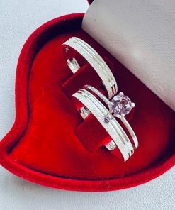 Alianças de Namoro Finas 3mm em Prata 950 | Diamantado com 2 Frisos Laterais