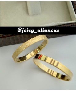 Alianças de Casamento | Fina 3mm | Diamantado Feminino | Liso Masculino