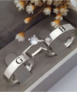 Alianças de Namoro em Prata 950 5mm | Modelo Berenice | Personalizado com Iniciais a Laser | Liso | Semi Anatômico