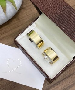 Alianças de Casamento Ouro 10K com Revestimento em Prata 8mm | Acabamento Anatômico