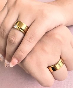 Alianças De Noivado Banhado A Ouro 18k - 8mm - Liso Chanfrado MOD 87