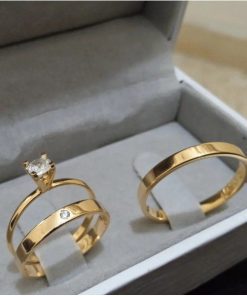 Alianças de Casamento 4mm | Modelo Mia | Semi Anatômico Feminina com 1 Pedra de Zircônia