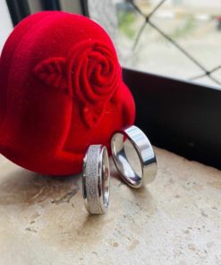 Alianças De Namoro Prata Em Aço Cirúrgico 6mm MOD 386