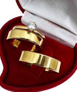 Alianças De Noivado e Casamento Banhado A Ouro 18k 6mm Liso Reto