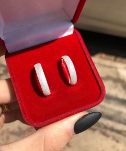 Alianças de Namoro Finas 4mm em Prata 950 | Modelo Nely | Todo Diamantado | Tradicional Redondo