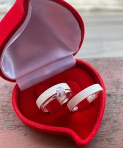 Alianças de Namoro em Prata 950 4mm | Modelo Fino Todo Diamantado | Reto Semi Anatômico