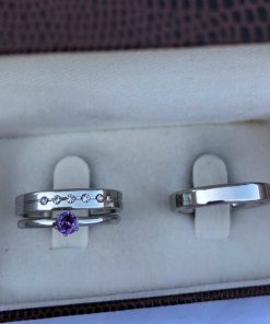 Alianças Finas De Namoro Prata Em Aço Cirúrgico 4mm 5 Pedras