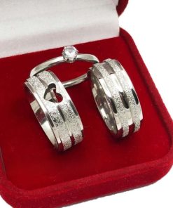Alianças De Namoro Prata Em Aço Cirúrgico 8mm MOD 654