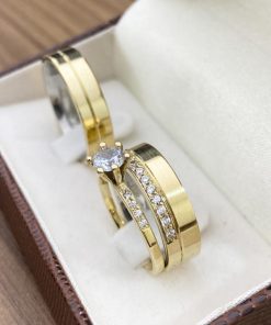 Alianças de Casamento Ouro 10K com Revestimento em Prata 6mm | Modelo Reto Semi-Anatômico