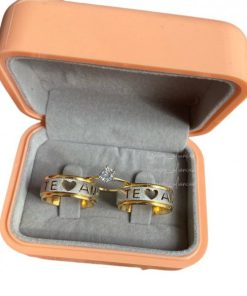 Par De Alianças Te Amo Com Banho A Ouro 18k
