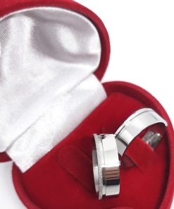 Alianças De Namoro 6mm De Aço Cirúrgico Cor Prata Com friso