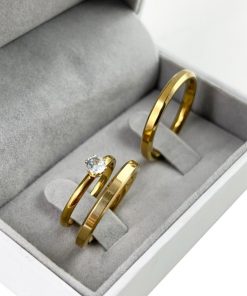 Alianças De Noivado E Casamento Aço Cirúrgico Banhado A Ouro 18k 3mm
