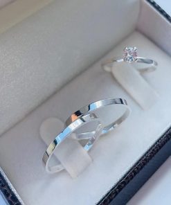 Alianças de Namoro Finas 2mm em Prata 950 | Reto Liso | Semi Anatômico