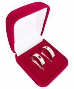 Alianças de Namoro em Prata 950 | Modelo Semi Anatômico 5mm com Friso Lateral | Feminina com Coração Vazado