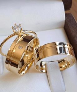 Alianças de Casamento 8mm | Modelo Polly | Moeda Antiga Banhada a Ouro 18K