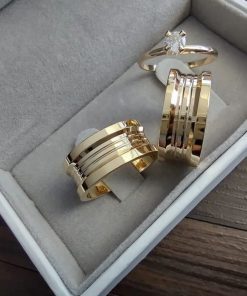 Alianças de Casamento 10mm | Moeda Antiga | Estilo Bulgari | Anatômico | Banhado a Ouro 18k