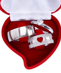 Alianças De Namoro Em Aço Cirúrgico 8mm Diamantado C/ Coração MOD 19