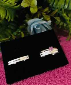 Alianças de Namoro 3mm em Prata 950 | Modelo Sabrina 02 | Diamantado com 1 Friso Central