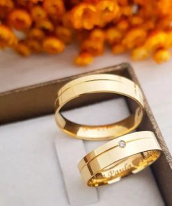 Alianças de Casamento 6mm | Semi Anatômico | Moeda Antiga Banhada a Ouro 18K
