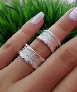 Alianças de Namoro em Prata 950 10mm | Estilo Bulgari com 3 Frisos Diamantados | Anatômicas | Anel Solitário Incluso