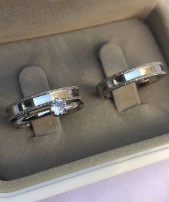 Alianças De Namoro Fina 4mm Aço Cirúrgico Modelo Lateral Diamantado