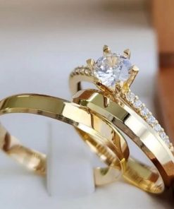 Alianças de Casamento 4mm | Modelo Trabalhado Chanfrado | Anel Solitário Cravejado Opcional