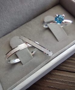 Alianças de Namoro Finas de Prata 950 4mm | Diamantado | Modelo Melissa | Semi Anatômico