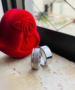 Alianças De Namoro Prata Em Aço Cirúrgico Diamantado 8mm MOD 347