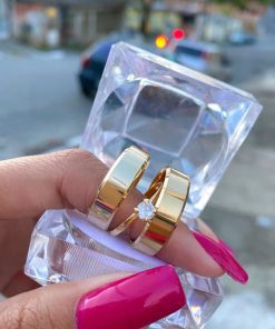 Alianças de Casamento 7mm | Modelo Royale | Moeda Antiga Banhada a Ouro 18K