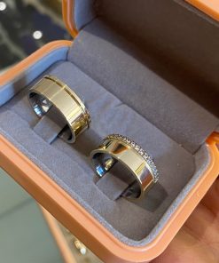 Alianças de Casamento 8mm | Modelo Alto Luxo | Friso Lateral | Feminino com 15 Pedras de Zircônia