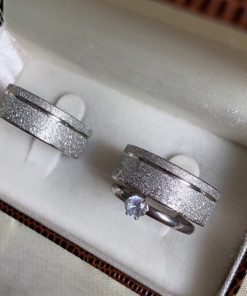 Alianças De Namoro Aço Luxo 8mm Diamantado 1 Friso Lateral