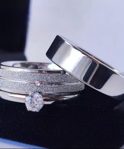 Par de Alianças 6mm De Aço Cirúrgico Cor Prata Diamantado Mod 42