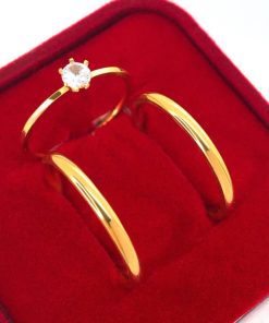 Par De Alianças Aço Cirúrgico Banhado A Ouro 18k 2mm- Fina Tradicional