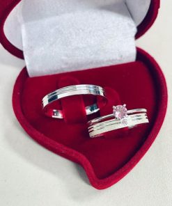 Alianças de Namoro Finas 3mm em Prata 950 | Modelo Manny | 2 Frisos Laterais | Semi Anatômico