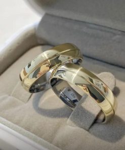 Alianças de Casamento 6mm Moeda Antiga | Tradicional com Friso Central | Banhado a Ouro 18k