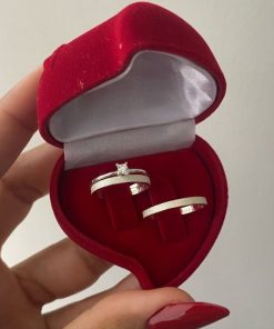 Alianças de Namoro Finas 2mm em Prata 950 | Modelo Diamantado Reto | Semi Anatômico