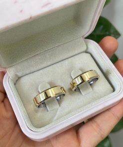 Alianças de Casamento 6mm | Modelo Chanfrado | Anatômico | Moeda Antiga Banhada a Ouro 18K