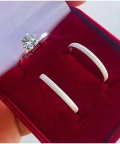 Alianças de Namoro em Prata 950 2mm | Modelo Lucy | Tradicional Redondo | Semi Anatômico | Todo Diamantado