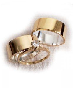 Alianças de Casamento 8mm | Modelo Vanusa | Forro Antialérgico Opcional | Banhado a Ouro 18k