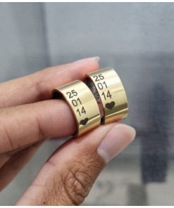 Alianças de Casamento 8mm | Moeda Antiga | Personalização de Data