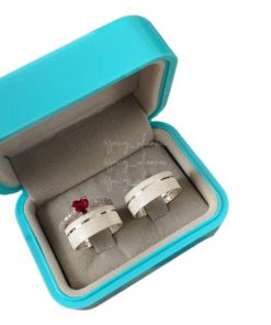 Alianças de Namoro em Prata 950 8mm | Modelo Bonnie | Anatômica | Toda Diamantada com 1 Friso Lateral