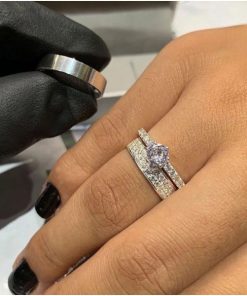 Alianças de Namoro em Prata 950 5mm | Modelo Nely | Feminina com 30 Pedras de Zircônia em Duas Fileiras | Semi Anatômicas