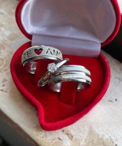 Par De Alianças Prata Em Aço Cirúrgico 8mm Diamantado Te Amo Masculino Fosco