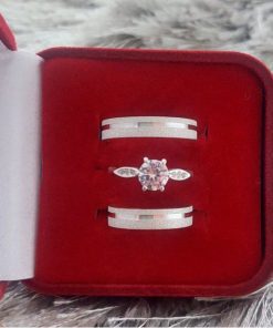 Alianças de Namoro em Prata 950 4mm | Modelo Diamantado com Friso Largo Lateral | Semi Anatômico